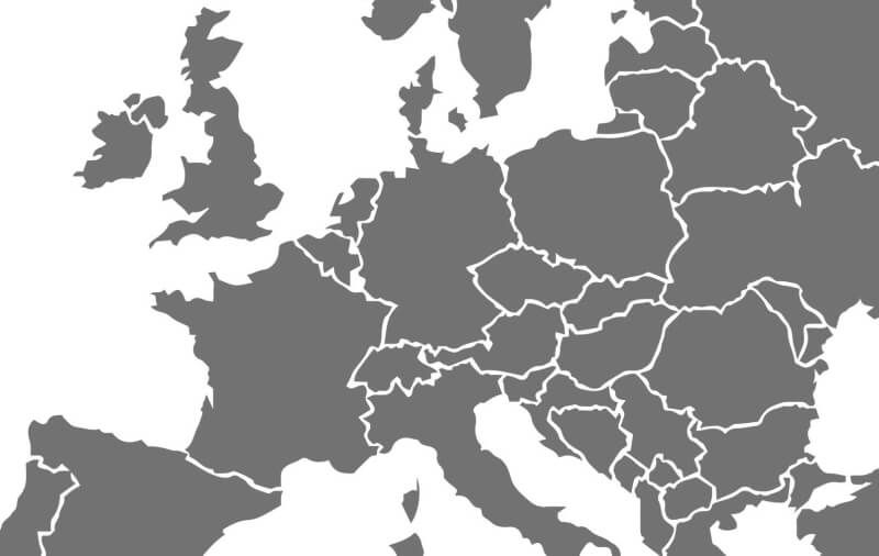 Eine Karte von Europa in schwarz weiß